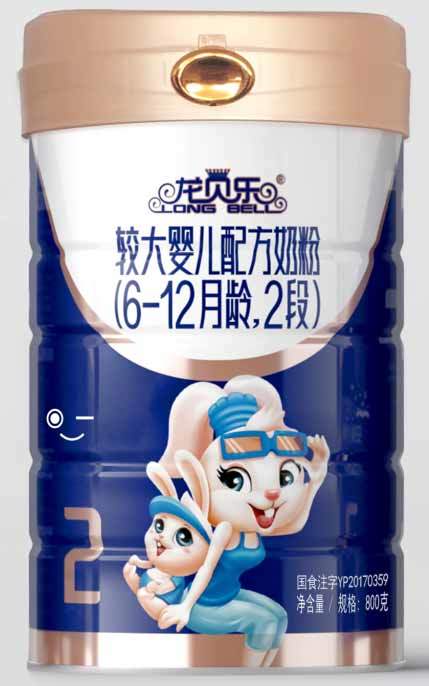 2018年(nián)12月(yuè)份龍貝樂(yuè)較大(dà)嬰兒(ér)配方奶粉800克